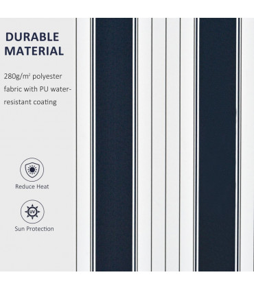 Manual Retractable Awning, size (3m x 2.5m)-Blue/White