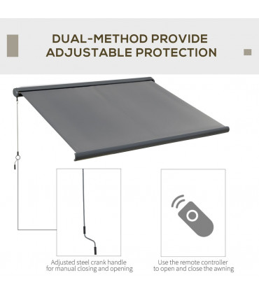 3.5x3m Electric Motorised Awning Door Window Shade w/ Cassette Grey