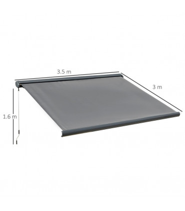 3.5x3m Electric Motorised Awning Door Window Shade w/ Cassette Grey
