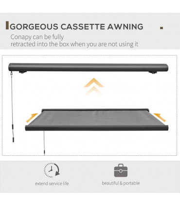 3.5x3m Electric Motorised Awning Door Window Shade w/ Cassette Grey