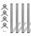 4 Height Adjustable Table Legs Brushed Nickel 710 mm