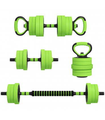 4-in-1 Weight Dumbbells Set, Barbell, Kettlebell, Push Up Stand, 20kg