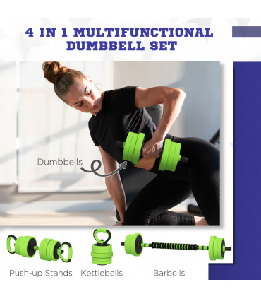 4-in-1 Weight Dumbbells Set, Barbell, Kettlebell, Push Up Stand, 20kg