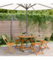 vidaXL 5 Piece Garden Dining Set Beige Poly Rattan and Solid Wood