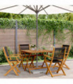 vidaXL 5 Piece Garden Dining Set Black Polypropylene and Solid Wood