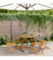 vidaXL 5 Piece Garden Dining Set Grey Poly Rattan and Solid Wood