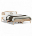 vidaXL Bed Frame with Headboard 140x190 cm Solid Wood Pine