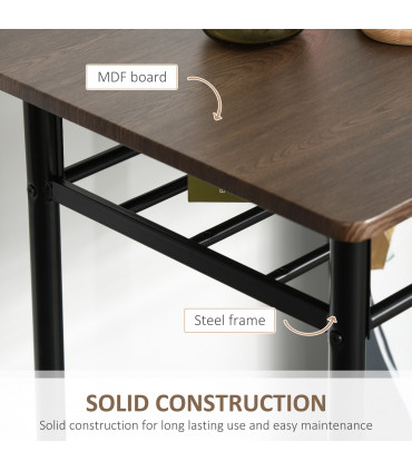 Bar Set Black MDF Table 80cmx50cmx90cm 2 Stools Metal Frame Oak Compact Size