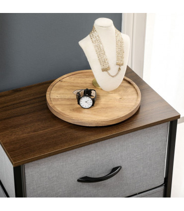 Fabric Grey 5 Drawer Chest of Drawers 45W x 30D x 116H cm Wood Top Storage