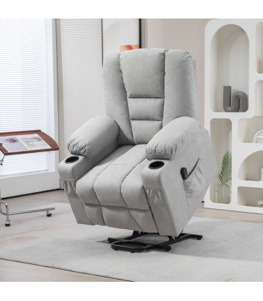 HOMCOM Riser and Recliner Chair w/ Remote, Lift Chair for Elderly, Light Grey