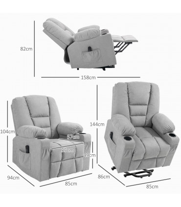 HOMCOM Riser and Recliner Chair w/ Remote, Lift Chair for Elderly, Light Grey