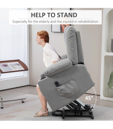 HOMCOM Riser and Recliner Chair w/ Remote, Lift Chair for Elderly, Light Grey