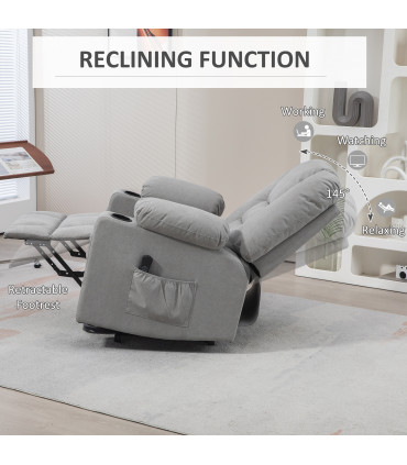 HOMCOM Riser and Recliner Chair w/ Remote, Lift Chair for Elderly, Light Grey