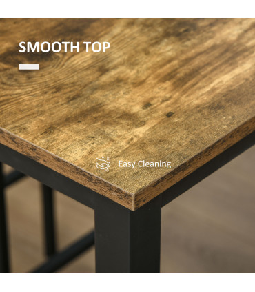 Industrial Bar Table Set, 2 Stools, 3PC Counter Height Rustic Brown