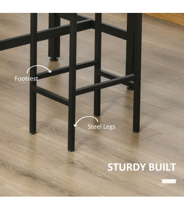 Industrial Bar Table Set, 2 Stools, 3PC Counter Height Rustic Brown