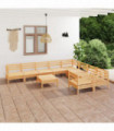 10 Piece Garden Lounge Set Solid Pinewood