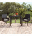 Garden Table with Wooden Top Black 90x90x75 cm Poly Rattan