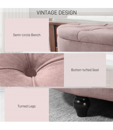 HOMCOM Semi-Circle Storage Ottoman Bench Tufted Upholstered Accent Footrest