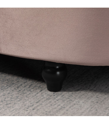 HOMCOM Semi-Circle Storage Ottoman Bench Tufted Upholstered Accent Footrest