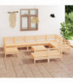 11 Piece Garden Lounge Set Solid Pinewood