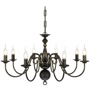 Antique Black Metal Chandelier 8 x E14 Bulbs