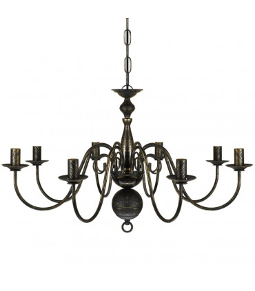 Antique Black Metal Chandelier 8 x E14 Bulbs
