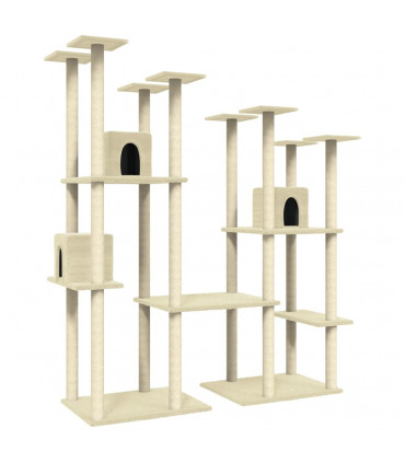 Cat Tree with Sisal Scratching Posts Cream 174 cm