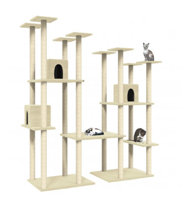 Cat Tree with Sisal Scratching Posts Cream 174 cm