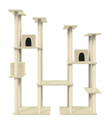 Cat Tree with Sisal Scratching Posts Cream 174 cm