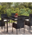 Garden Table with Glass Top Black 190x90x75 cm Poly Rattan