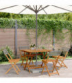 vidaXL 5 Piece Garden Dining Set Grey Poly Rattan and Solid Wood