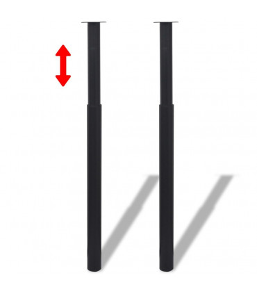 2 Telescopic Table Legs Black 710 mm-1100 mm