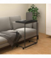 Side Table with Wheels Black 55x35x70 cm Engineered Wood