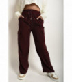 Wide Leg Drawstring Waist Flap Pocket Trouser