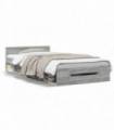 vidaXL Bed Frame with Drawer Grey Sonoma 90x200 cm Engineered Wood