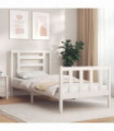 vidaXL Bed Frame with Headboard White 90x200 cm Solid Wood