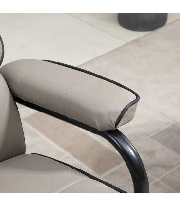 Recliner Chair w/ Ottoman, Faux Leather, Grey, 100H x 75W x 84Dcm