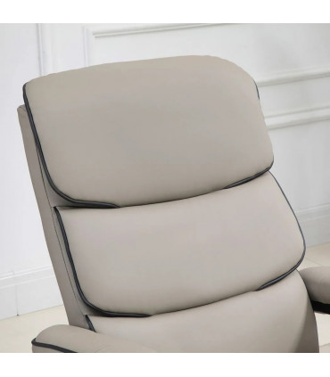 Recliner Chair w/ Ottoman, Faux Leather, Grey, 100H x 75W x 84Dcm