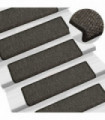 Self-adhesive Stair Mats Sisal-Look 15 pcs 65x25 cm Anthracite