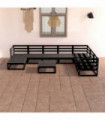 vidaXL 8 Piece Garden Lounge Set Black Solid Pinewood