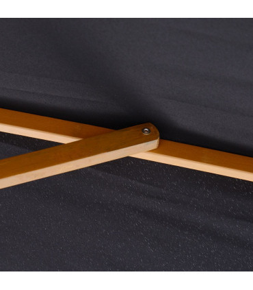 295L x 200W x 255Hcm Wooden Garden Patio Parasol Umbrella-Black