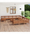 13 Piece Garden Lounge Set Honey Brown Solid Pinewood