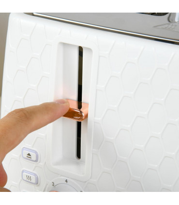 HOMCOM 1.7L Kettle and Toaster Set with Defrost, Reheat and Crumb Tray, White