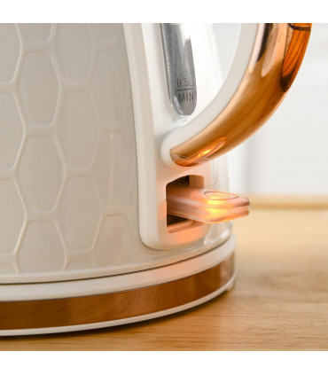 HOMCOM 1.7L Kettle and Toaster Set with Defrost, Reheat and Crumb Tray, White