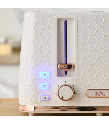 HOMCOM 1.7L Kettle and Toaster Set with Defrost, Reheat and Crumb Tray, White