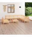 10 Piece Garden Lounge Set Solid Pinewood