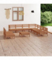 10 Piece Garden Lounge Set Solid Pinewood Honey Brown