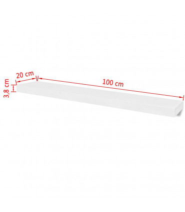 2 White MDF Floating Wall Display Shelves Book/DVD Storage