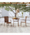 3 Piece Garden Dining Set Poly Rattan Brown