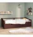 vidaXL 3-Seater Day Bed with Drawers Dark Brown Solid Pinewood 90x200 cm